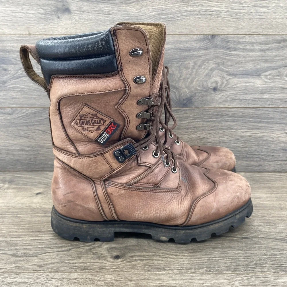 Guide Gear Hunting Boots Mens 13 Brown Leather Guide Dry Waterproof Field Tested